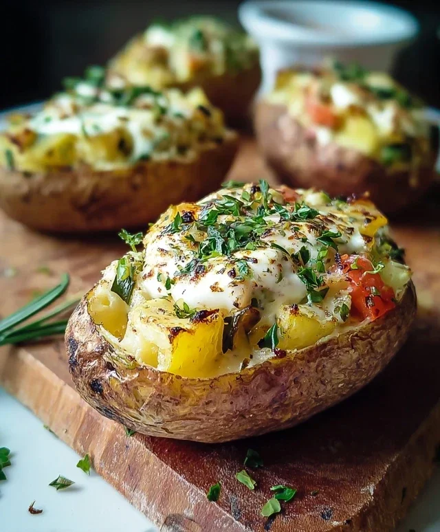 Gefullte Ofenkartoffeln mit Gemuse