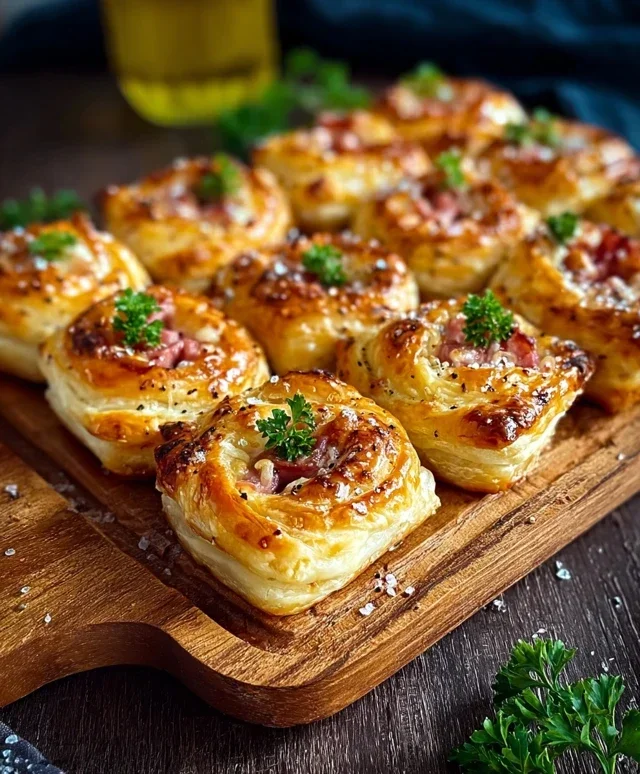 Blätterteig-Snack mit Schinken und Käse – Knuspriger Genuss für jede Gelegenheit