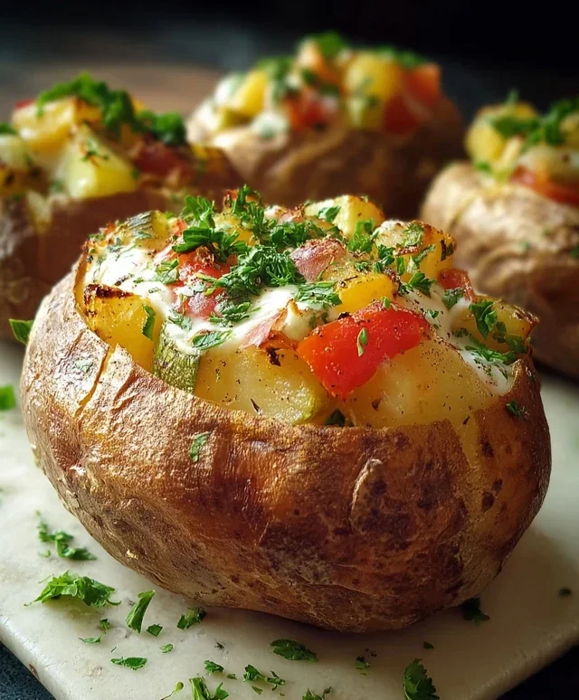 Gefullte Ofenkartoffeln mit Gemuse