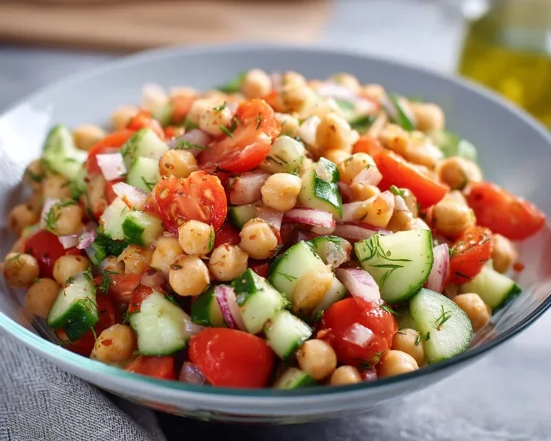 Kichererbsen Salat mit Gurke und Tomaten