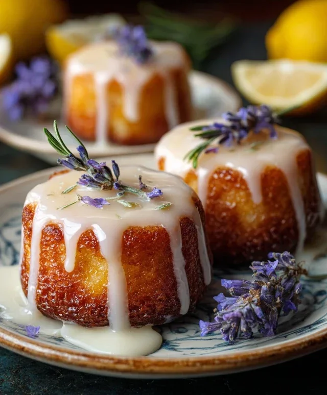 Mini Lemon Cakes With Lavender Glaze