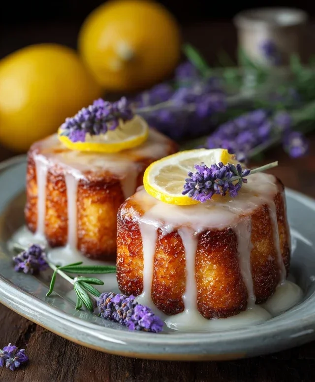 Mini Lemon Cakes With Lavender Glaze
