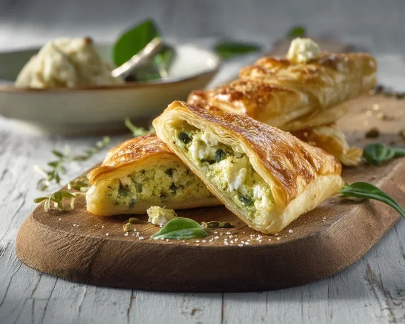 Blätterteigecken mit Bärlauch-Feta-Füllung