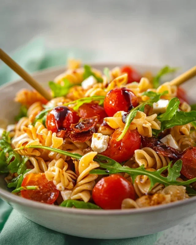Mediterraner Nudelsalat mit Balsamico Dressing