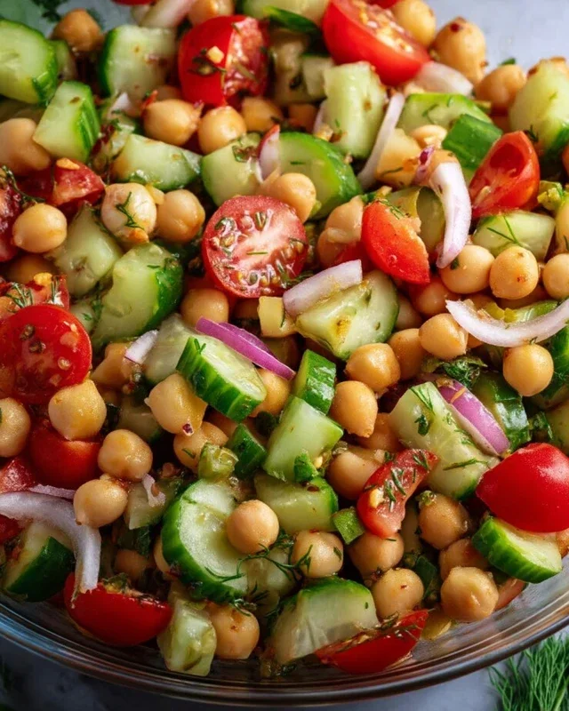 Kichererbsen Salat mit Gurke und Tomaten