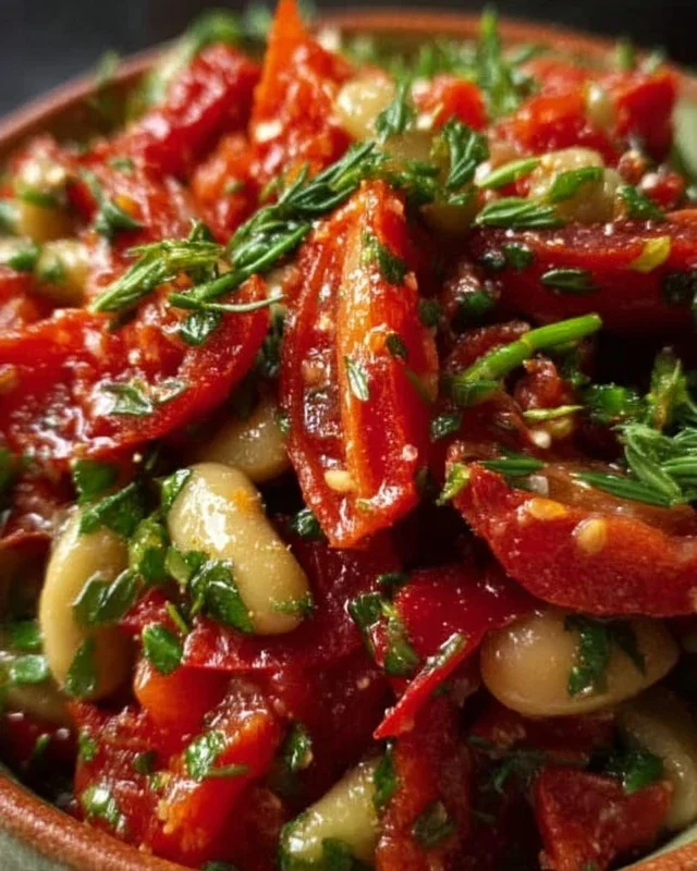 Marinierter getrockneter Tomaten-Bohnen-Salat – frisch & aromatisch