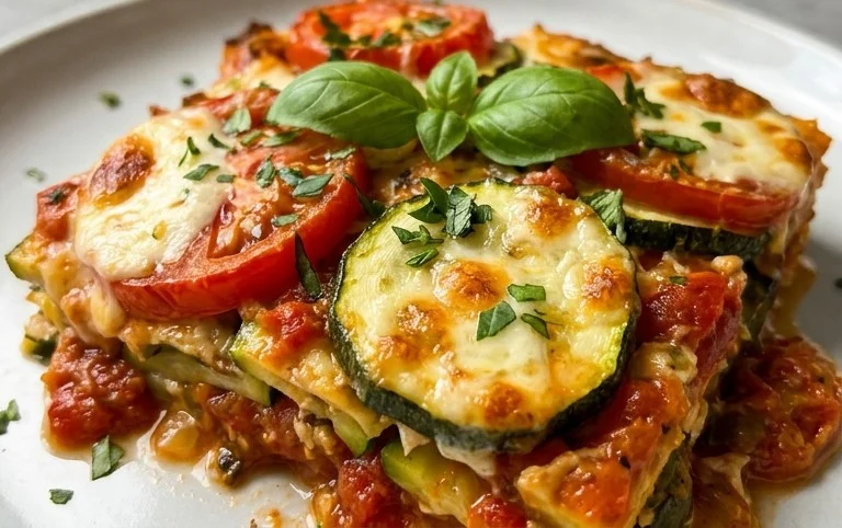 Tomaten Zucchini Auflauf mit Mozzarella