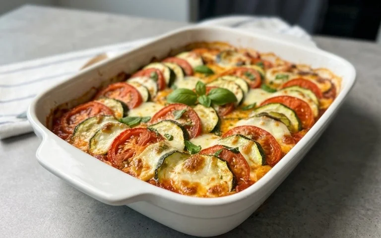 Tomaten Zucchini Auflauf mit Mozzarella