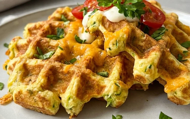 Zucchiniwaffeln mit Cheddar