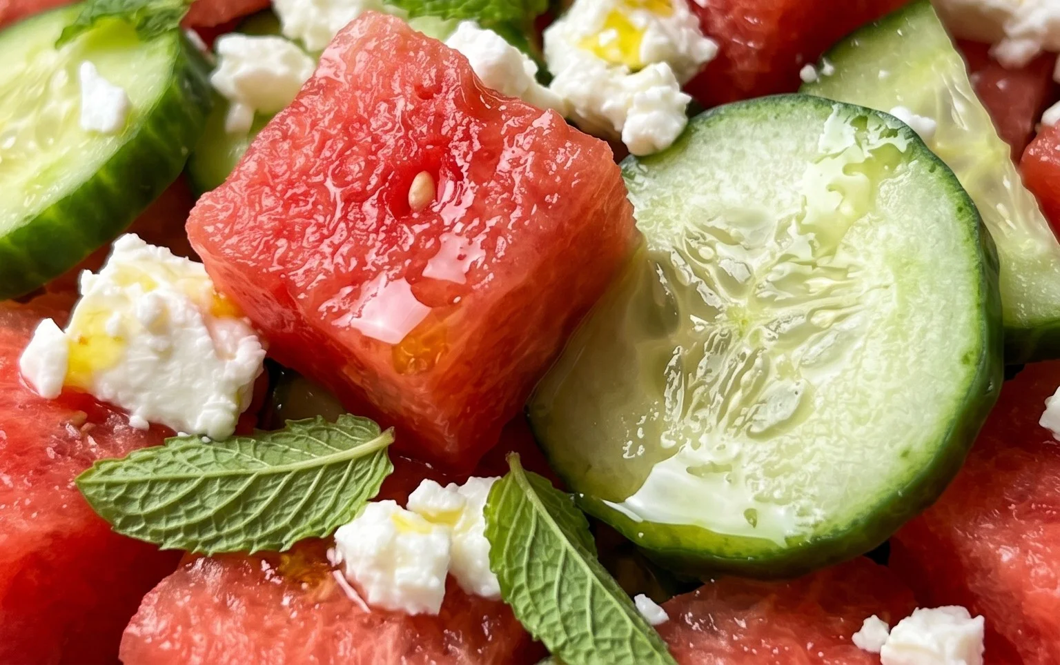 SIMPLE Watermelon + Cucumber + Feta Salad