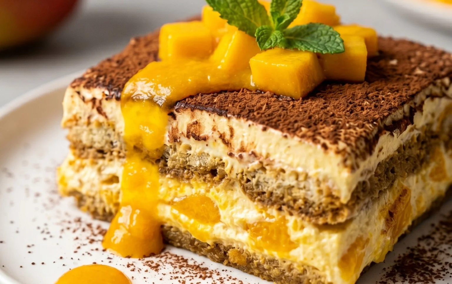 Mango Tiramisu (eggless, dairy-free)