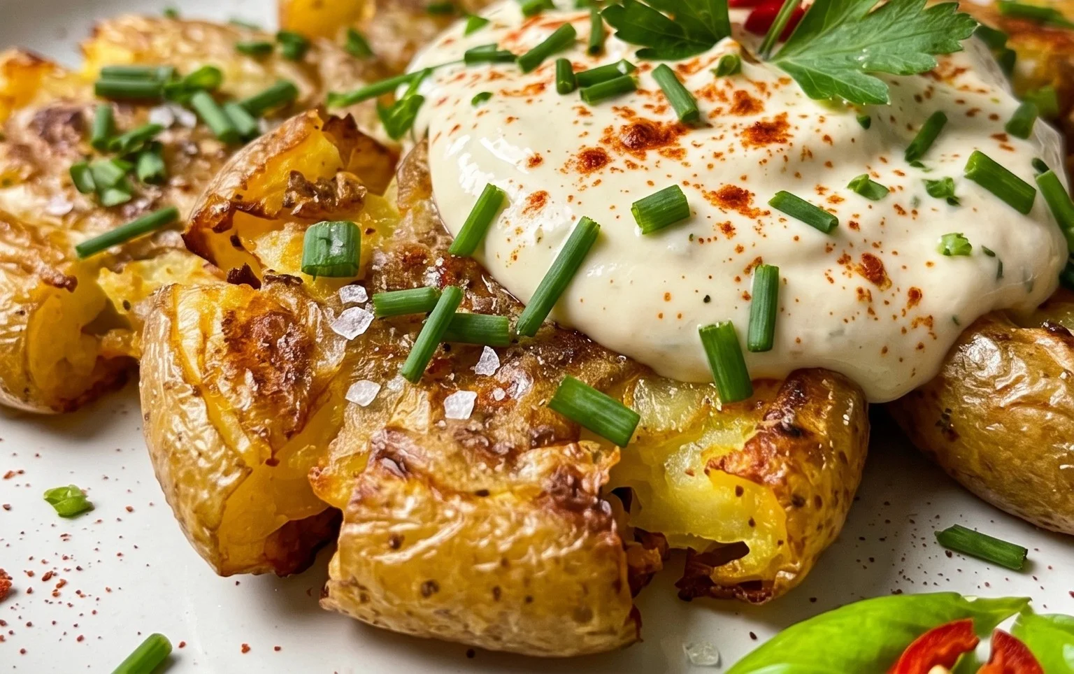 Smashed Potatoes mit Dip - einfach & genial