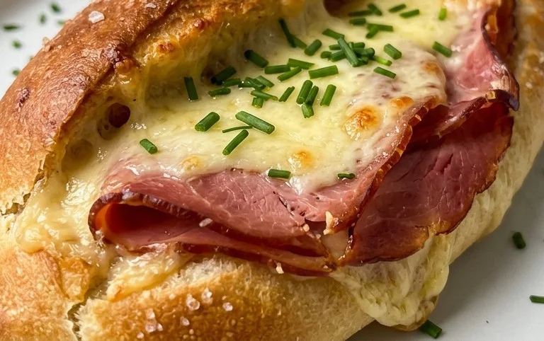 Handbrot mit Schinken und Käse
