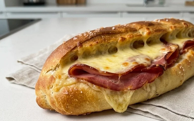 Handbrot mit Schinken und Käse