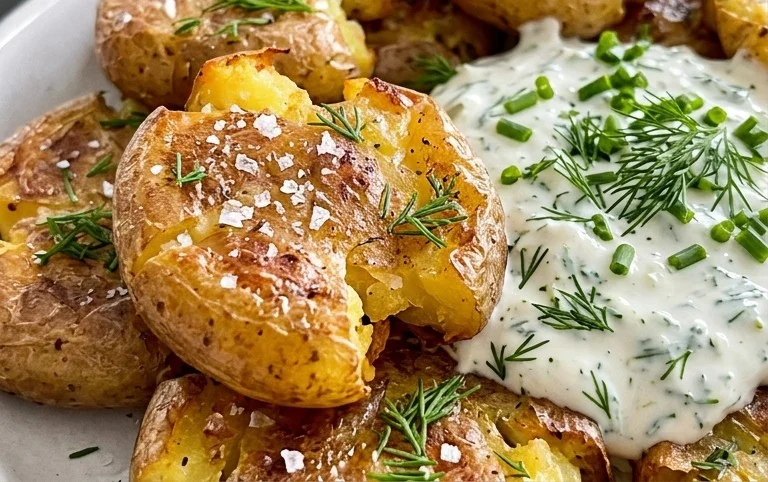 Smashed Potatoes mit Dip - einfach & genial