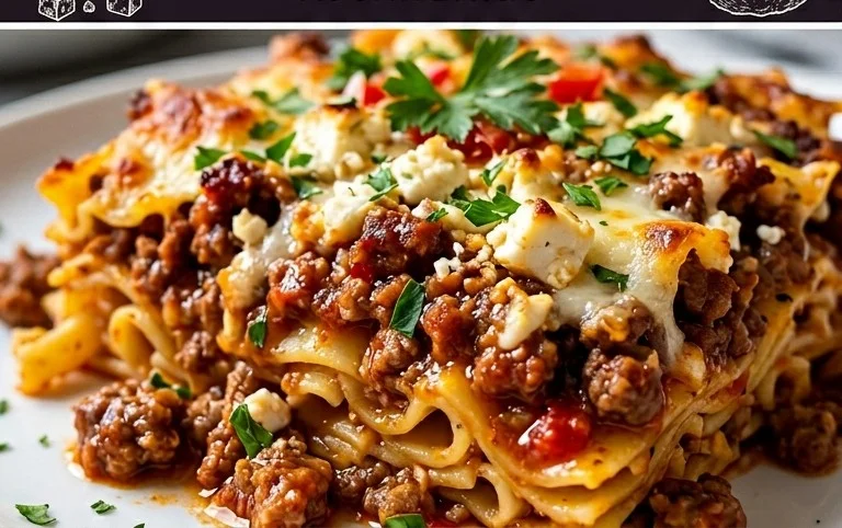 Griechischer Nudel-Auflauf mit Feta und Hackfleisch