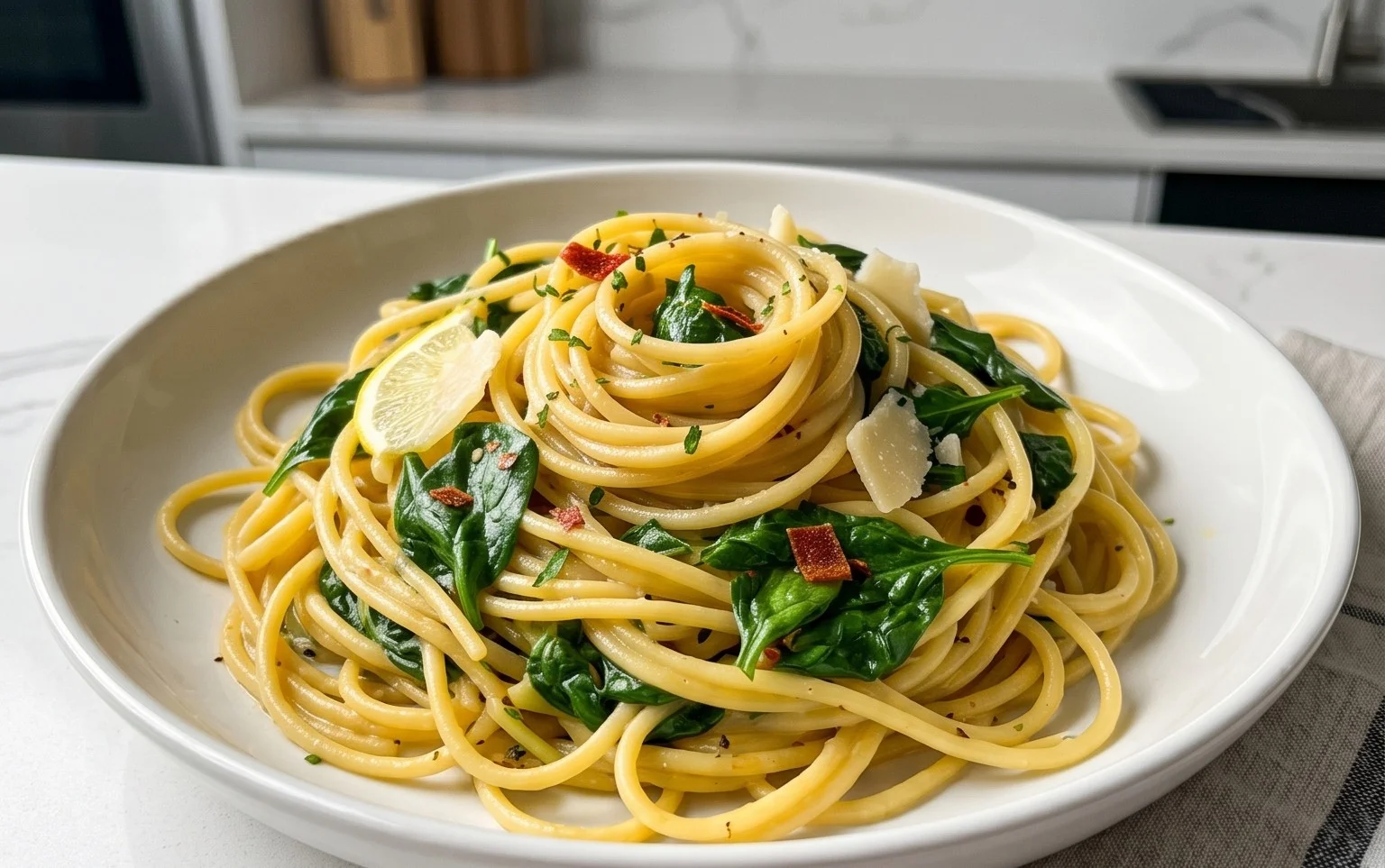 45 Easy Pasta Recipes: Lemon Spinach Pasta