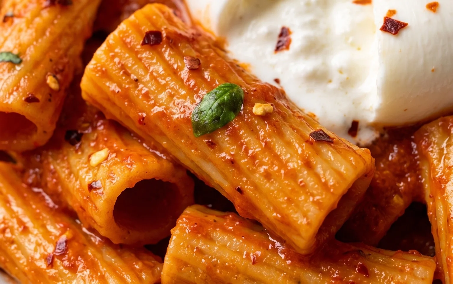 Spicy burrata rigatoni