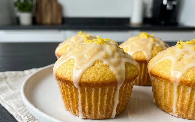 Saftige Zitronen Muffins mit Zitronenguss – einfach & fluffig