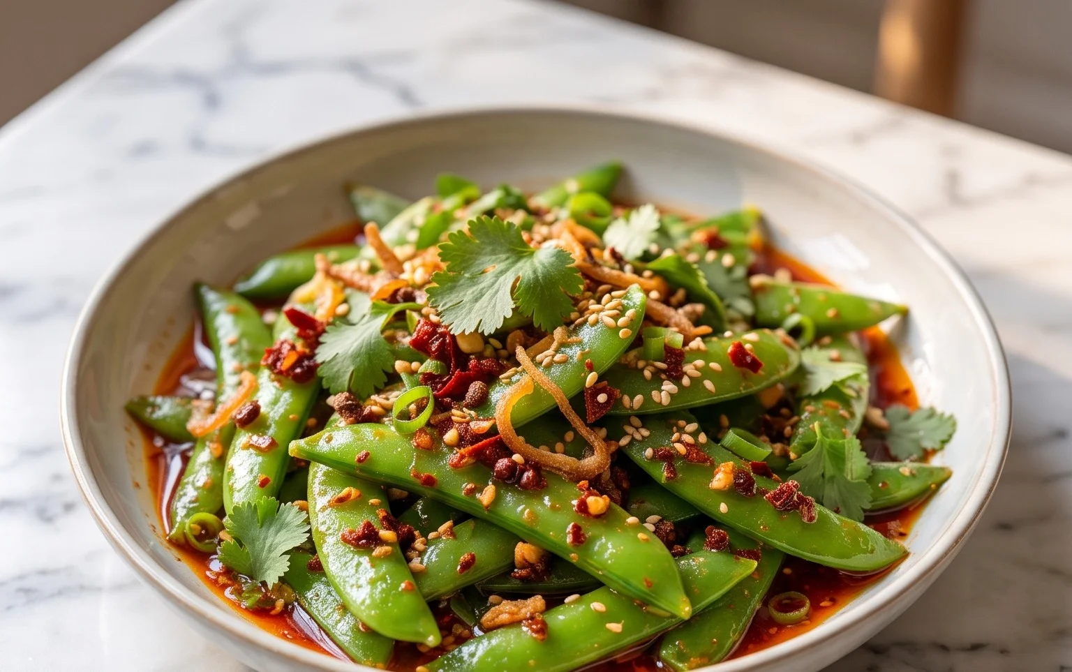 Chili Crisp Snap Pea Salad