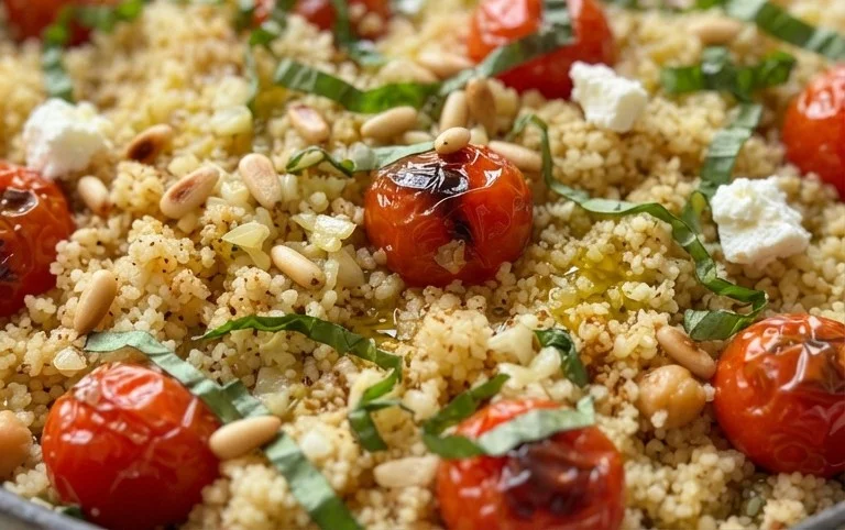 Healthy One-Pan Couscous With Garlic, Tomatoes And Basil