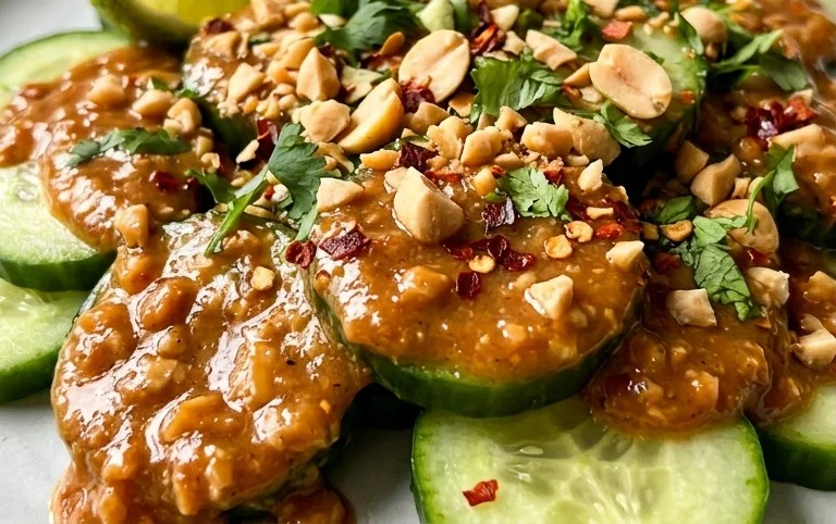 Cucumbers in Spicy Peanut Sauce