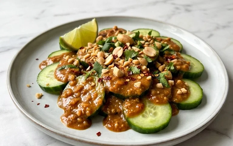 Cucumbers in Spicy Peanut Sauce