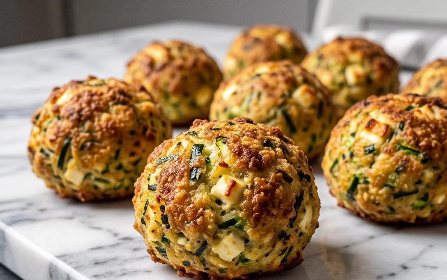 Knusprige Zucchini-Feta-Bällchen aus dem Ofen genießen!