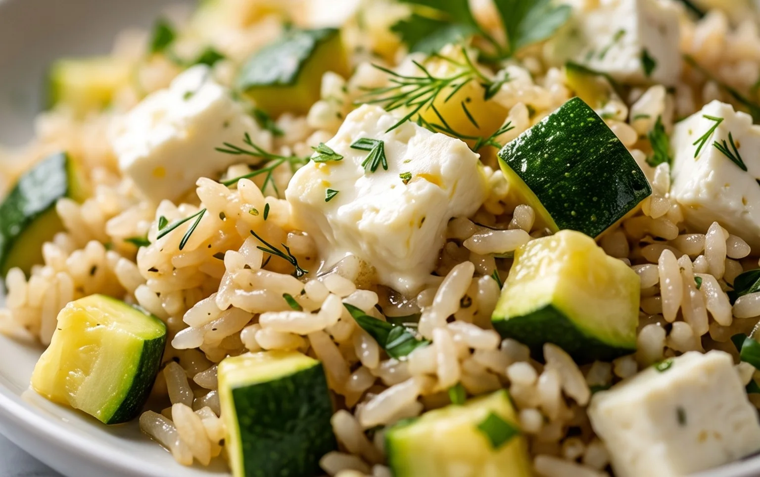Zucchini-Reis-Pfanne mit Feta