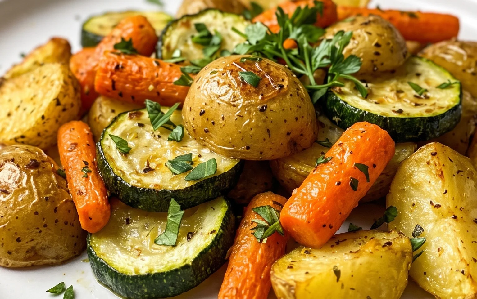 Garlic Herb Roasted Potatoes Carrots and Zucchini