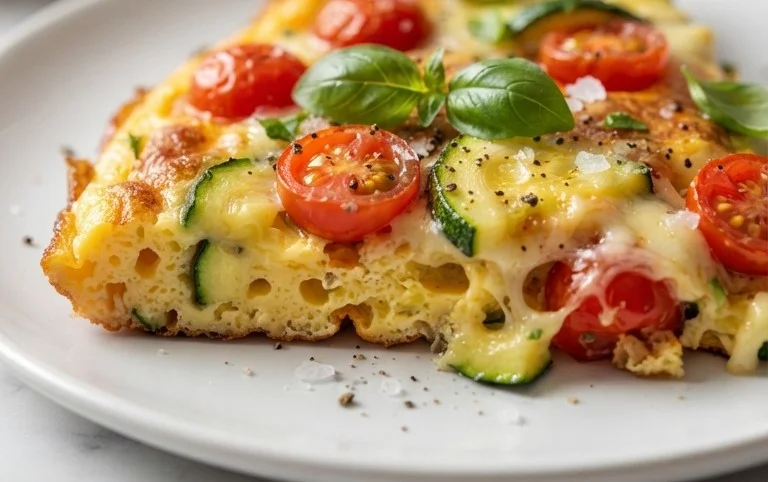 Zucchini-Omelett mit Tomaten und Basilikum