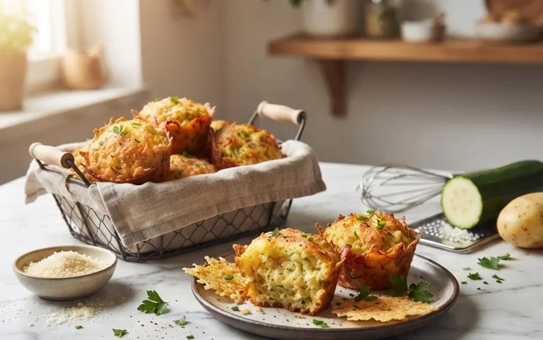 Crispy Parmesan Zucchini Potato Muffins