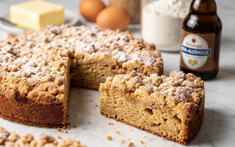 Kleiner Stachelnon-alcoholic beer- Streuselkuchen
