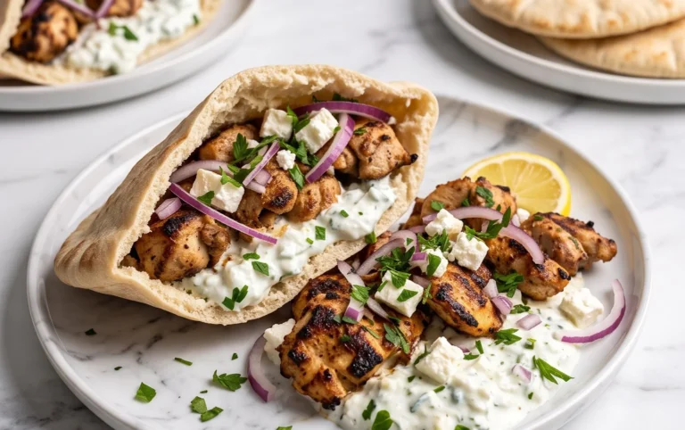 Mediterranes Hähnchen-Gyros mit Feta-Tzatziki genießen!