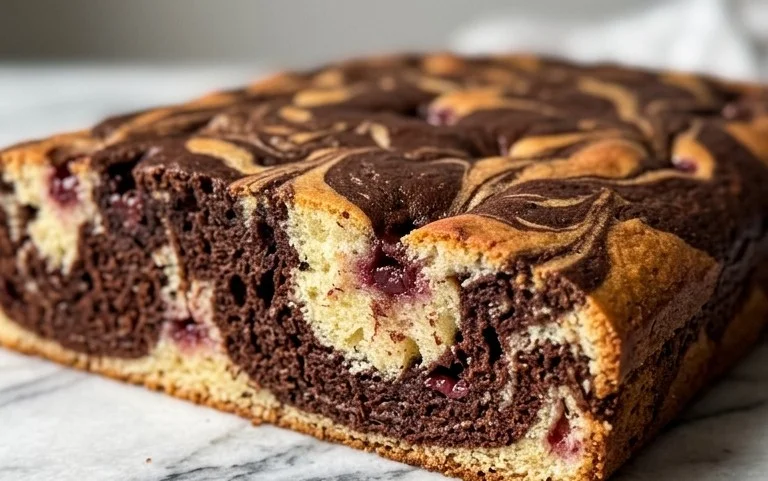 Marmorkuchen mit Kirsch Extracten vom Blech